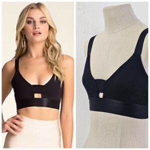 Bebe Y2K Black Bralette Bra Crop Club Top Size Small/XS